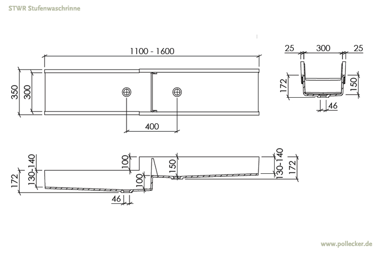 Stufenwaschrinne STWR Maße