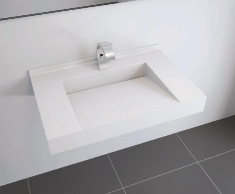 Waschbecken mit schraeger Bodeplatte zum Ablauf